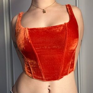 Orange Velvet Et Celt Bustier Top